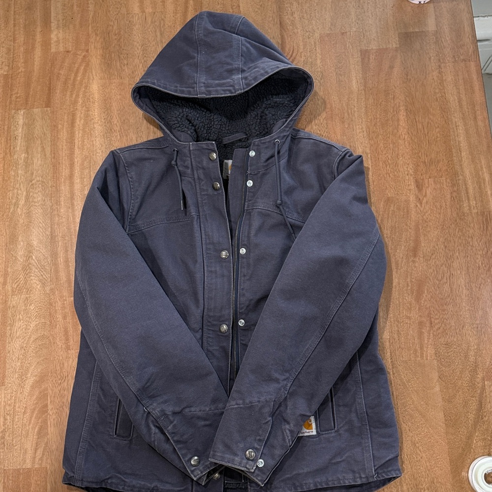 Carhartt Charcoal Hooded Sherpa-Lined Work Jacket - Picture 5 of 6